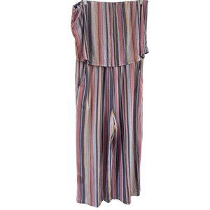 🌈 Bebop Strapless Striped Jumpsuit – Size L
